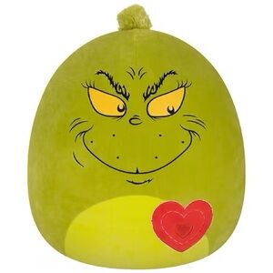 Squishmallows Green Grinch Plush Toy with Heart 8”